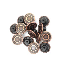 Trimming Shop Copper Bronzes 17mm Metal Jeans Buttons Durable Tack Fasteners with Aluminium Back Pin for Clothing Repairing, Denim Skirt, Jackets,10pcs
