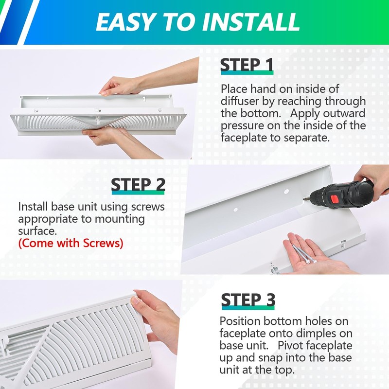 Flowild 15 Inch Baseboard Register (Duct Opening Size) - Baseboard