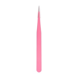 siyuwuro 2Pcs High Precision Stainless Steel Tweezers Set Straight and Curved Tip Eyelash Tweezers Kit Nippers for Eyelash Extensions, Nail Art, DIY Crafts, Jewelry-Making, Model (Rose Red)