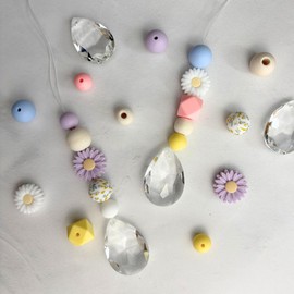 10 x DIY Craft Set Sun Catcher Crystal 38 mm Activity for Children's Birthday JGA Baby Party - Daisies