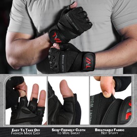 TALENT WORKS Workout Gloves for Men and Women Gym Weightlifting Gloves with Wrist Wrap, Ventilation,Extra Grip and Full Plam Padding for Exercise, Training, Pull ups, Fitness, Climbing (Medium)