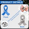 WANDIC 50 Pcs Blue Ribbon Metal Pins, Memorial Ribbon Alloy