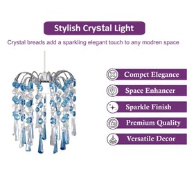 Chandelier Style Ceiling Light Shade Droplet Pendant Acrylic Crystal Bead Luxury Light Shade Compact Caravan Ceiling Pendant Teardrop Lamp Shade for Living Room Kitchen (Blue Ely)
