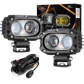 Auxbeam 4 Inch LED Square Pod Light, 60W White Spot Beam Driving Fog Light with DT Wiring Harness for Jeep Wrangler Truck Pickup SUV ATV UTV