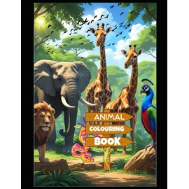 Animal Coloring Book for Kids Ages 3–9 : , 12 Fun & Easy Designs of Jungle, Sea, and Farm Animals