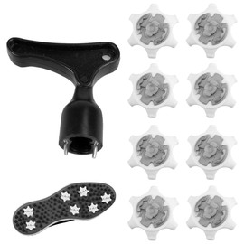 Ncheli Pack of 8 Golf Shoe Spikes + 1 Golf Spike Key, Golf Spikes Golf Shoe Spikes Outdoor Golf Shoe Spikes Ultra Thin Universal Training Parts