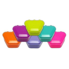 Denture Storage Boxes, Assorted Colors, 3" x 4" x 2", 12-Pack – Denture Case Containers for Mouth Guards, Retainers, Night Guards, and Dental Appliances