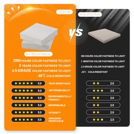 AOFEITE Outdoor Olefin Chair Cushions 22"x22"x5" Set of 2 Waterproof Patio Seat Cushions for Patio Furniture with 4-Level Color Fastness Sofa Pads with Handle DIY Straps for Yard Garden, Light Beige