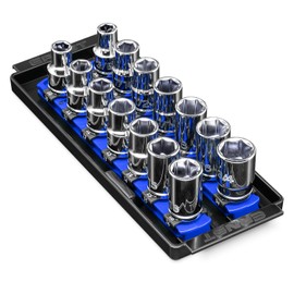 Ernst Manufacturing 8-Inch Socket Boss, 2-Rail Socket Tray, Blue - 1/2" Drive