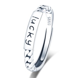 VIKILEE Women's Rings S925 Sterling Silver Rings with Letters Rope Shape Rings for Girlfriend Anniversary Valentine's Day Cute Animal, Silver