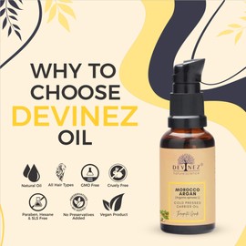 Devinez Moroccan Argan (Argania Spinosa) Cold-Pressed Oil, 50ml - 100% Pure Natural, Undiluted For Hair Nourishment, Face, Skin, Body Care Nails & 100% Natural Moisturizer