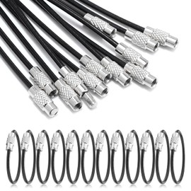 ManTangSun 12 Pack 4" Key Ring Wire Keychain Cable Keyring Key Chain Holder Clips Small Loops for Car Keys, Key Tags, Luggage Tags, Bag Tags, Crafts (Black, 2mm)