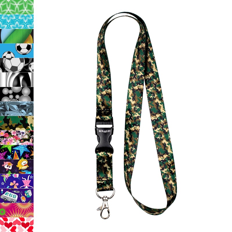 Rolseley Lanyard Neck Strap Camouflage Pattern with Metal Clip +