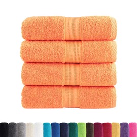vidaXL 4-Pcs Orange Washcloths 100% Cotton - Multipurpose Face, Hand, Gym, Kitchen Towels - 600gsm, 30x30 cm, Highly Absorbent, Hanging Loop, Machine Washable, STANDARD 100 by OEKO-TEX Certified