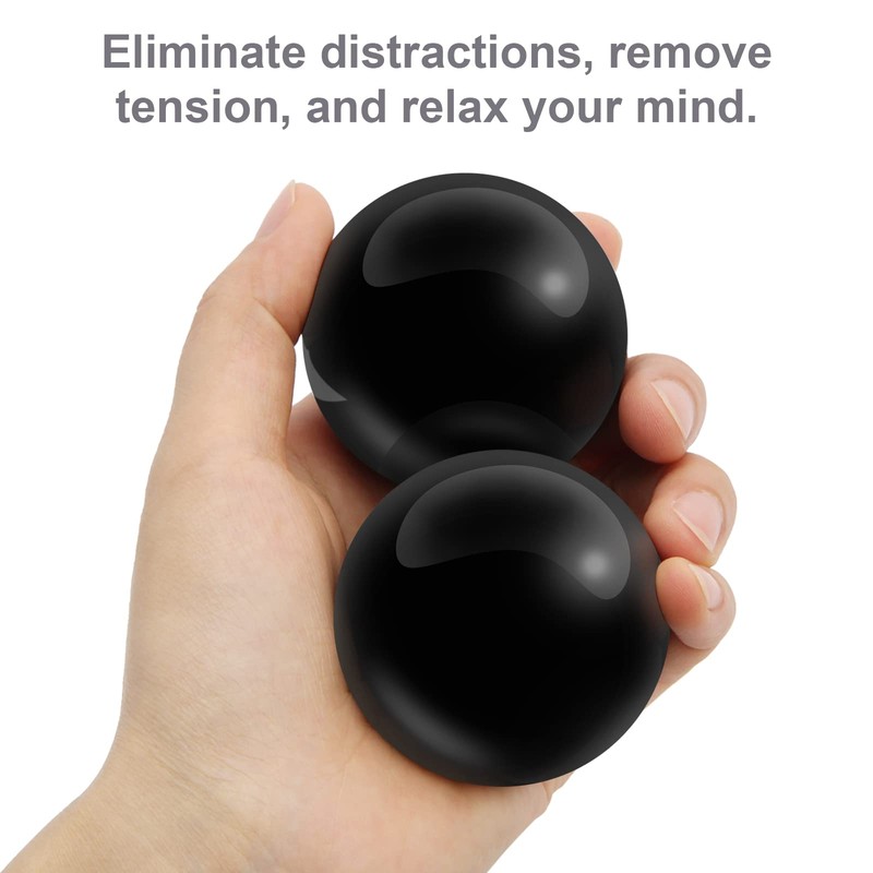 Coolrunner Bolas de baoding negras de mármol de 2 pulgadas