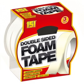 151 Double Sided Foam Tape, 3 Rolls, 18Mm X 2.6M, White