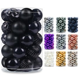 AMS 1.57''/34ct Christmas Ball Mini Ornaments Party Decoration Shatterproof Festival Widgets Pendant Hanging (40mm, Black)