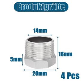QZKJQDD Reducer 1/2 to 1/4 Inch, Pack of 4 Adapters 1/2 Inch to 1/4 Inch, Reducer, Stainless Steel Thread Fitting, Male Thread Female Thread Connections, Suitable for Industry, Pipes, Water etc