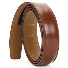 Nelbons Men's Leather Ratchet Belt Strap Only 30mm,Leather Belt without Buckle,replacement belt… (A-Brown, UP TO Waist:44'')