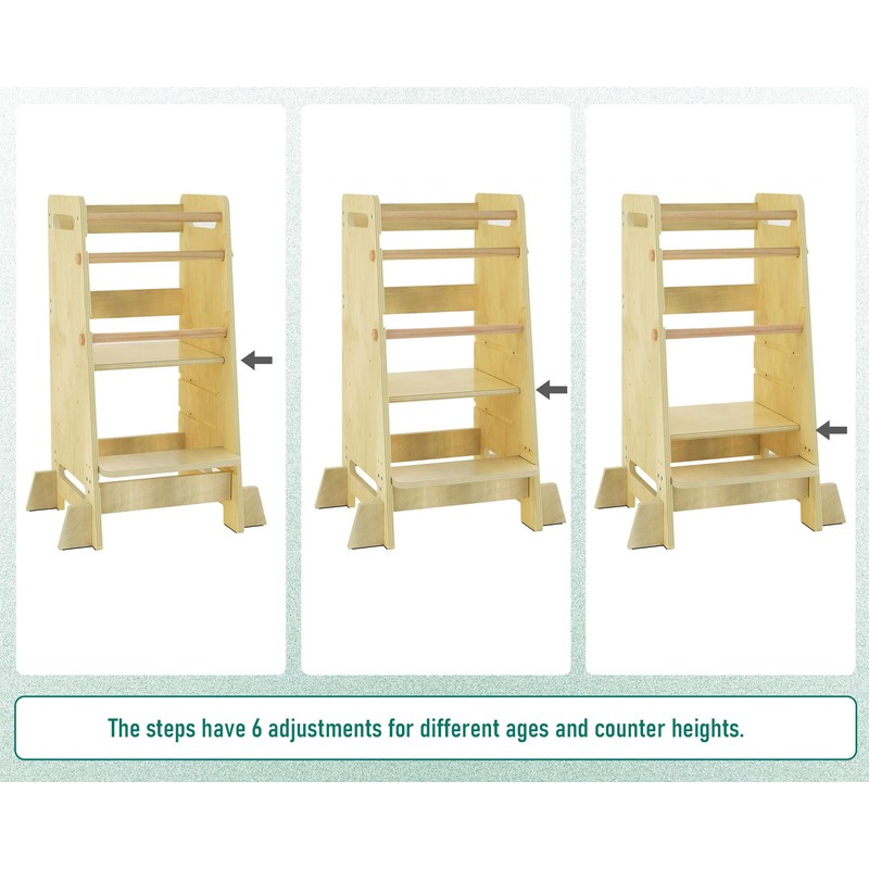 Kitchen Step Stool for Toddlers,Wiifo Adjustable Height Kids Learning Stool,