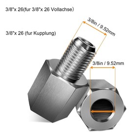 Universal Bicycle Hub Hitch Adapter, Silver 3/8''x26 Axle Coupling for Thrust Axles and Bike Trailers, Durable Bicycle Trailer Hitch Adapter, Bike Accessory for Secure Towing