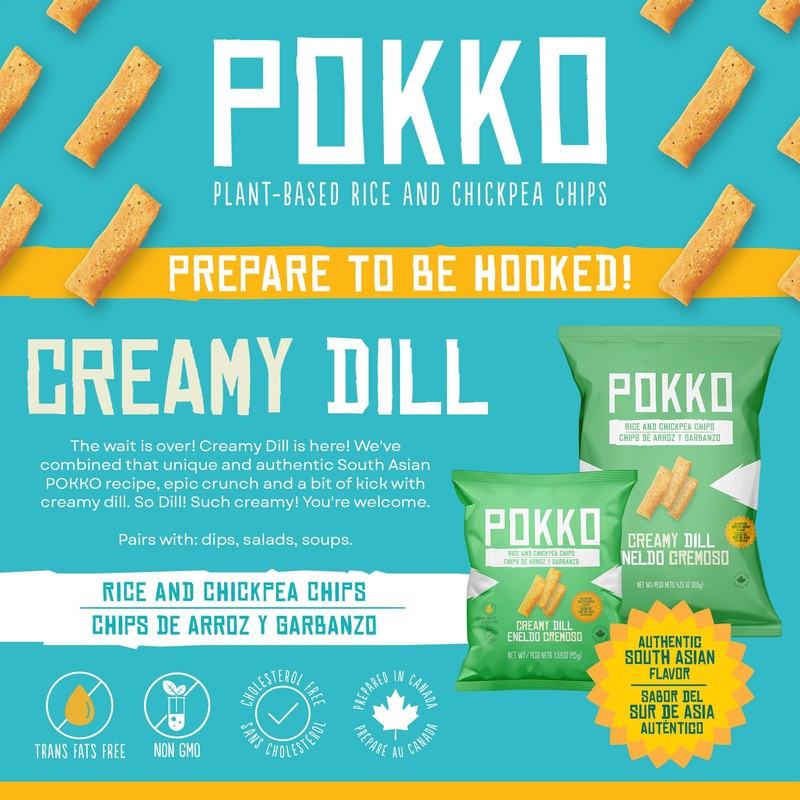 POKKO Creamy Dill Rice & Chickpea Chips – 24-Pack Tangy