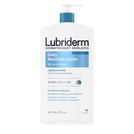 Lubriderm Lubriderm Daily Moisture Lotion + Pro-Ceramide with Shea Butter and Glycerin Helps Moisturize Dry Skin, Hydrating Face, Hand and Body Lotion, Lightly Scented, Non-Greasy, 24 FL OZ