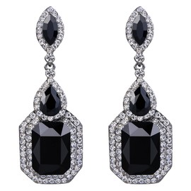 Clearine Vintage Antique Clip-On Chandelier Dangle Earrings for Women, Rhinestone Crystal Instruction Costume Earrings Non-Pierced Earrings, Crystal Alloy Steel