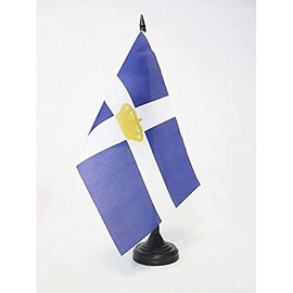 Kingdom of Greece 1863-1973 Table Flag 5'' x 8'' - greek Desk Flag 21 x 14 cm - Black plastic stick and base - Drapeau Royaume de Grèce 1863-1973 AZ FLAG