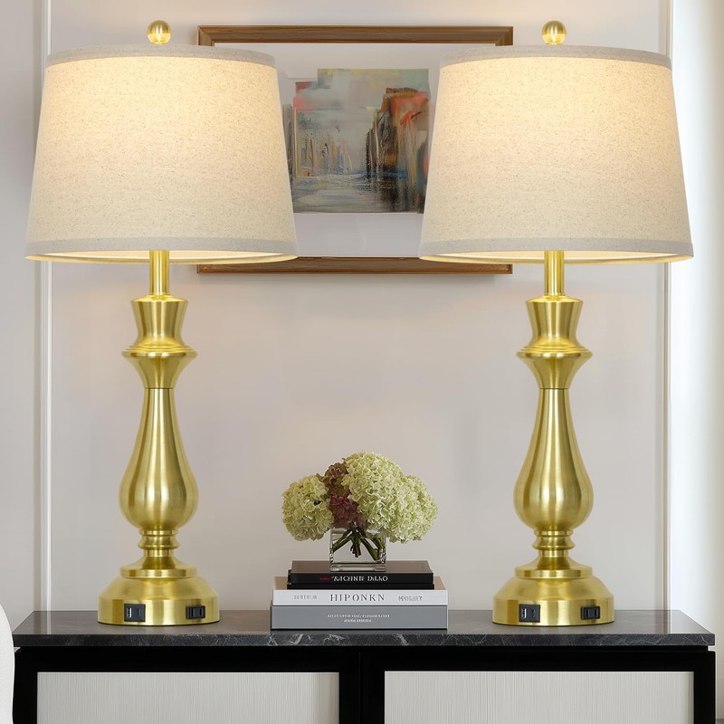 luxeflow Modern Gold Table Lamps Set of 2 for Living