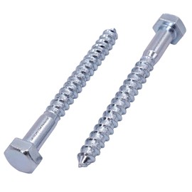 (Pack of 18) DIN 571 Zinc Plated Steel Hex Wood Screws M10 x 80mm, Hex Head Carriage Bolts (18, M10 x 80mm)