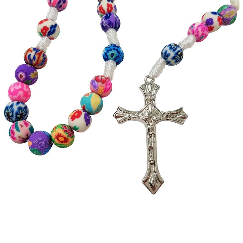 TALISMAN4U Multicolor Polymer Beads Catholic Rosary Necklace First Communion Christmas