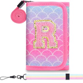Luchike Girls Wallets for Kids 6-8 8-10 kids wallet Cute for Teen Girls with Initials Coin Pocket Toddler for with Magic Sticker Teen for Gifts R