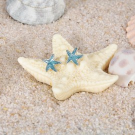 SILBERTALE Elegant S925 Sterling Silver bule Starfish Stud Earrings for Women – Hypoallergenic, Perfect Summer Beach Jewelry