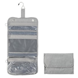 Bldrwer Men's Toiletry Bag, Travel Toiletry Bag, Hanging, Bathroom, Foldable, Large Capacity, Wet and Dry Separation, Waterproof Technology (Blue), grey, 24*18*4, Fashion.