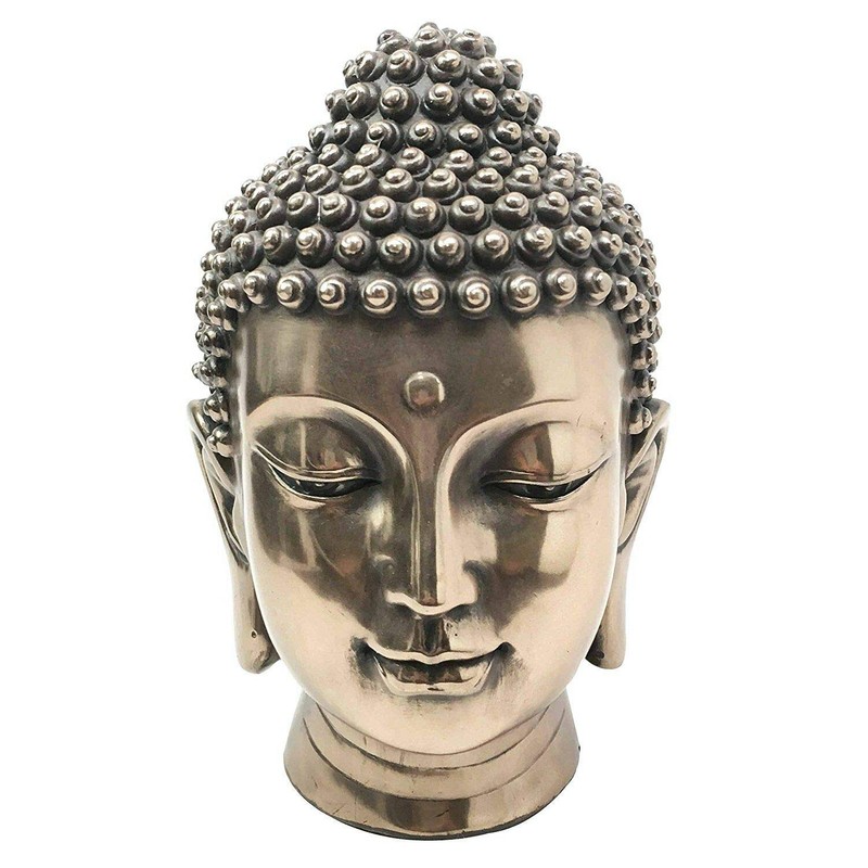 Buddha Head Bronze Statue Figurine New