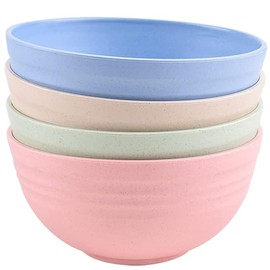 MaoMaoCha Unbreakable Cereal Bowls 24 OZ Reusable Wheat Straw Bowl Set of 4, Microwave & Dishwasher Safe, BPA Free Dinner Bowls for Rice Noodle Snack Salad Fruit, Lightweight Soup Bowls