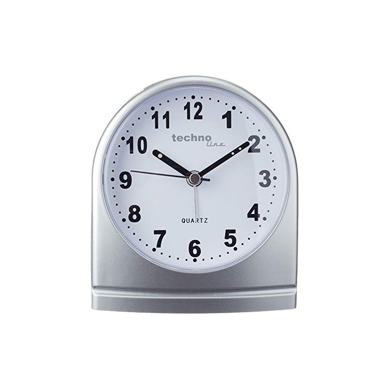 Technoline Quarzwecker Modell SL, silber, analog, schleichender Sekundenzeiger, Belecuhtung, nachtleuchtende