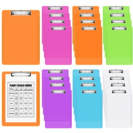 24 Pack Neon Clipboards Plastic Clipboard Bulk A4 Letter Size, Assorted Corlord Transparent for Classroom and Office Use