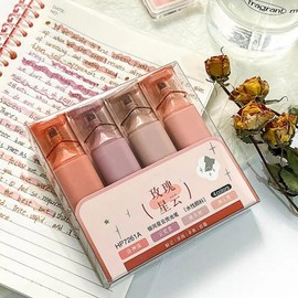 DYJAGYO Nebula Color Highlighter, Pink Glitter Highlighter, Glitter Highlighter, Color Comic Markers, 4 Multifunctional Glitter Pens, Glitter Marker Set (Pink)