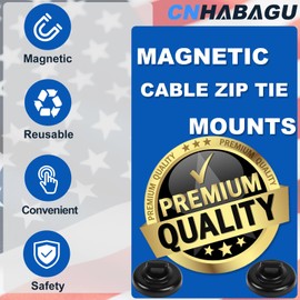 CNHABAGU Magnet Zip Tie Mount Magnetic Zip Ties Mount Clips Base Holder Strong Multipurpose Wire Cable Holder Mount Wire Clips Management for Home Office Marine Electrical Wiring (12 Pcs, D19 Small)