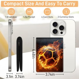 Teen Boys Wallet for Kids - Soccer Kids Wallet for Boys Leather Credit Id Card Cash Holder Rfid Blocking Zipper Cool Funny with Coin Pocket Id Window Bifold Sports Design for Teen Birthday Gifts