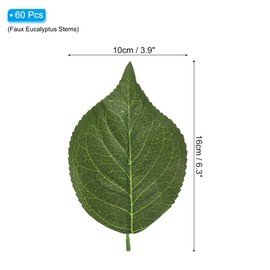 PATIKIL 6.3x3.9 Artificial Green Leaves, 60 Pcs Bulk Greenery Leaves Fake Hydrangea Leaves Fake Leaves for Wedding Bouquets Wreaths Decor