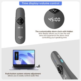 ASING 2-in-1 USB Type C Highlight Green Laser Presentation Clicker Wireless Presenter Remote with Digital Pointer and Laser for TV LED LCD Screen, Time Display Presentation Clicker for PowerPoint