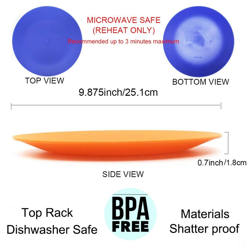 KX-WARE Plastic Plates Set of 12 - Unbreakable and Reusable