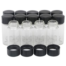 JIUWU 14pcs 5ml Mini Clear Glass Bottle Vials and Plastic Cap Small Essential Oil