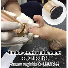 Elektrische Fußraspel, professionell, leistungsstark, gegen Hornhaut, elektrisch, Fußfeile, Fußfeile, mehrere Geschwindigkeitsstufen verstellbar (02 Gold)