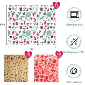 Bethany Home 150 Pack Wax Paper Christmas Baking Paper Greaseproof Paper Wrapping Christmas Wax Paper Sheets Sandwich Wrap Paper Wrapping Tissue Food Basket Food Picnic Paper (Christmas)