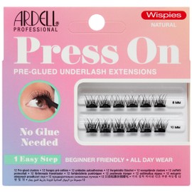Ardell Press On Lashes Wispies Natural – Pre Glued Lash Clusters for All-Day Wear, 12 ct