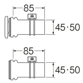 SANEI T46-2 Bath Connection Tube, Tub to Bathtub Connection, Pipe Diameter 45 and 50, Pack of 2